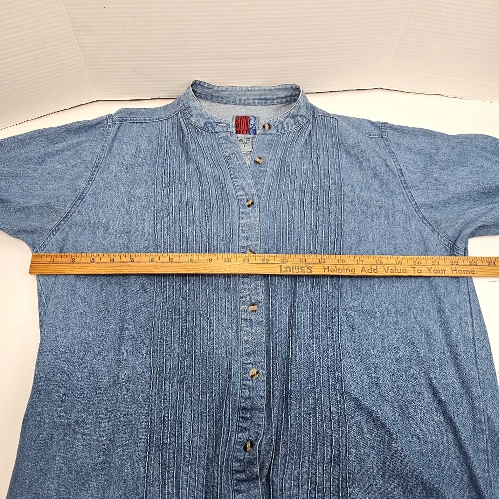 Sun Belt Blue Denim Button-Up Shirt Sz L Womens - Picture 10 of 11